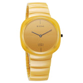 Titan Edge Squircle Camo Quartz Analog Yellow Dial Yellow Ceramic Strap Unisex Watch