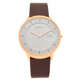Titan Edge Quartz Analog White Dial Men’s Watch – Brown Leather Strap | 1843WL01