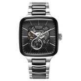 Titan Ceramic Fusion Automatic Men’s Watch — Square Black Dial with Two-Tone Silver Stainless Steel & Black Ceramic | 90175KD01