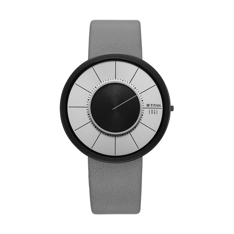 Titan Edge UltraSlim Quartz Grey Dial Men’s Watch – Grey Leather Strap | 10003NL01