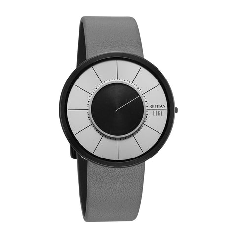 Titan Edge UltraSlim Quartz Grey Dial Men’s Watch – Grey Leather Strap | 10003NL01