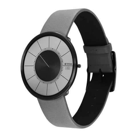 Titan Edge UltraSlim Quartz Grey Dial Men’s Watch – Grey Leather Strap | 10003NL01