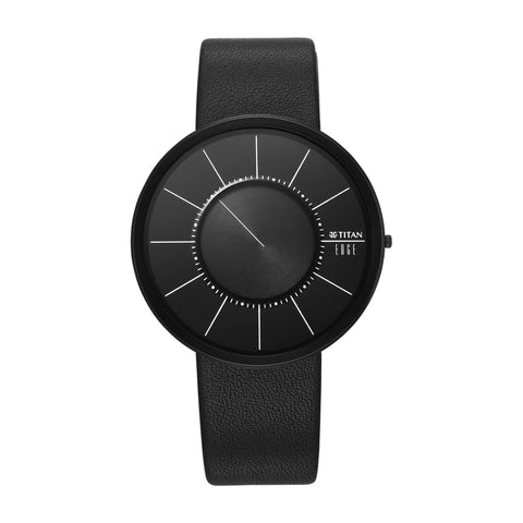 Titan Edge UltraSlim Quartz Men’s Watch – Black Dial & Black Leather Strap | 10003NL02