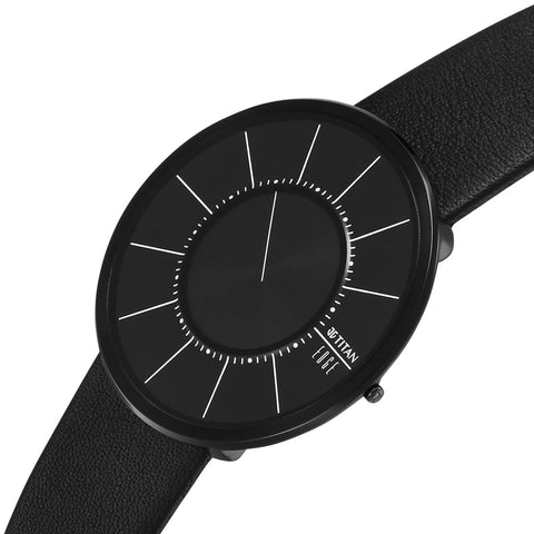 Titan Edge UltraSlim Quartz Men’s Watch – Black Dial & Black Leather Strap | 10003NL02