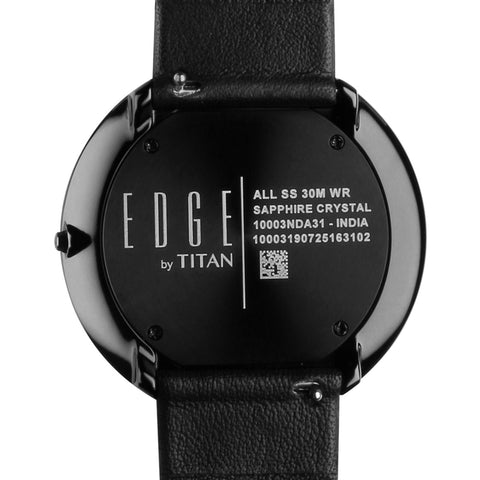 Titan Edge UltraSlim Quartz Men’s Watch – Black Dial & Black Leather Strap | 10003NL02