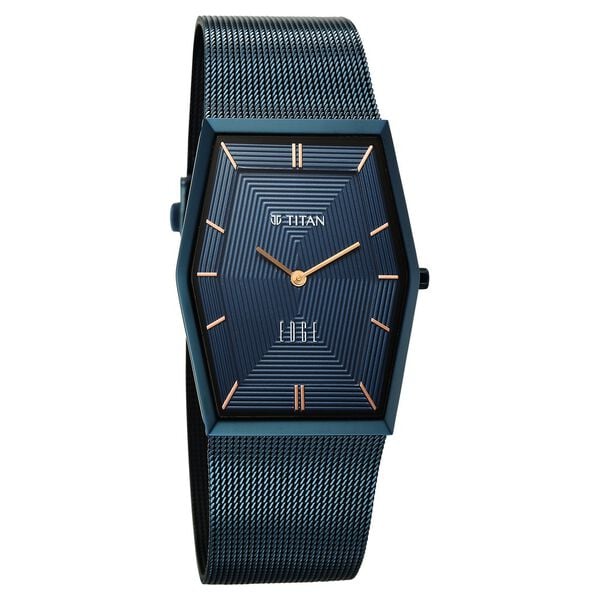 Titan Edge Whimsey Quartz Analog Blue Dial Blue Stainless Steel Strap Watch For Men