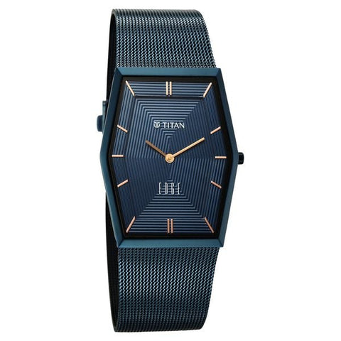 Titan Edge Whimsey Quartz Analog Blue Dial Blue Stainless Steel Strap Watch For Men