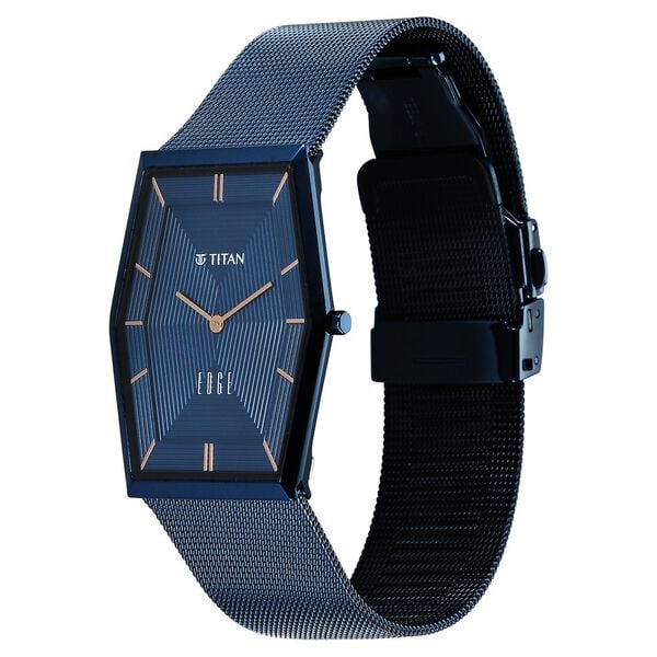 Titan Edge Whimsey Quartz Analog Blue Dial Blue Stainless Steel Strap Watch For Men