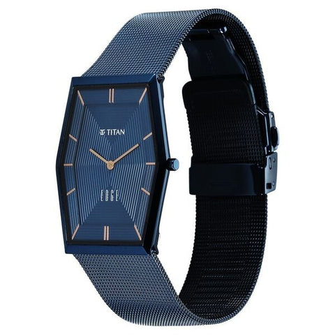 Titan Edge Whimsey Quartz Analog Blue Dial Blue Stainless Steel Strap Watch For Men
