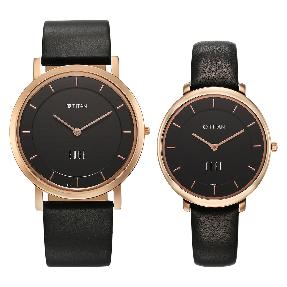Titan Edge Quartz Analog Black Dial Black Leather Strap Watch For Women