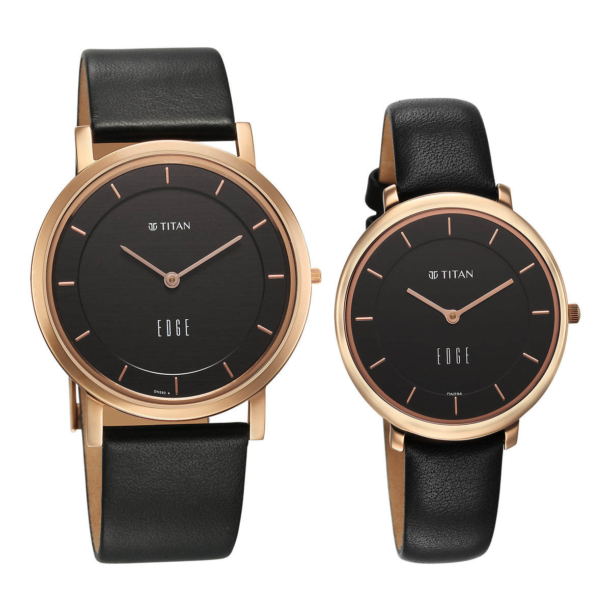 Titan Edge Quartz Analog Black Dial Black Leather Strap Watch For Women