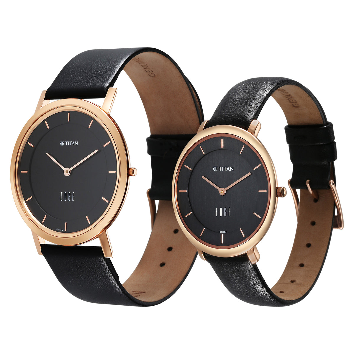 Titan Edge Quartz Analog Black Dial Black Leather Strap Watch For Women