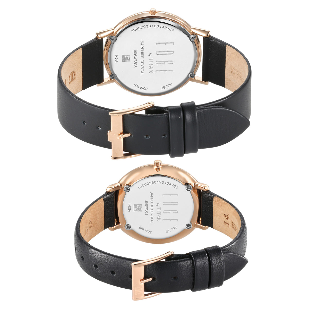 Titan Edge Quartz Analog Black Dial Black Leather Strap Watch For Women