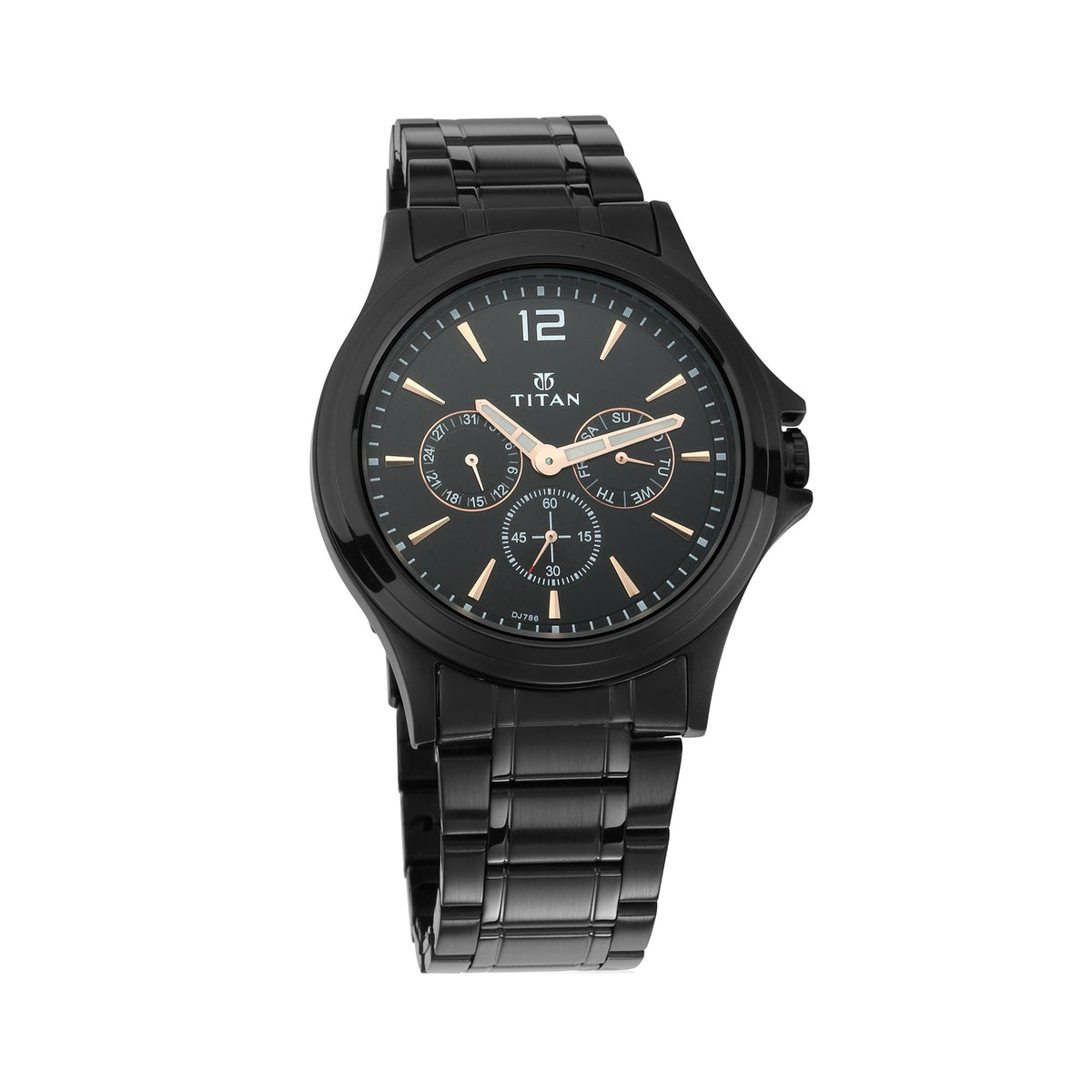 Titan Quartz Multifunction Black Dial Men’s Watch – Stainless Steel Strap | 1698NM01