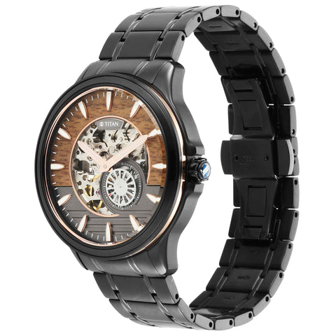 Titan Maritime Automatic Black Dial Men’s Watch – Stainless Steel Strap | 1793KM04