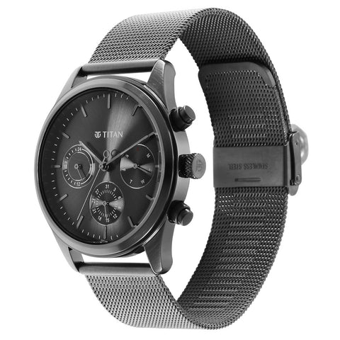 Titan Quartz Analog Anthracite Dial Men’s Watch – Stainless Steel Strap | 1805QM03