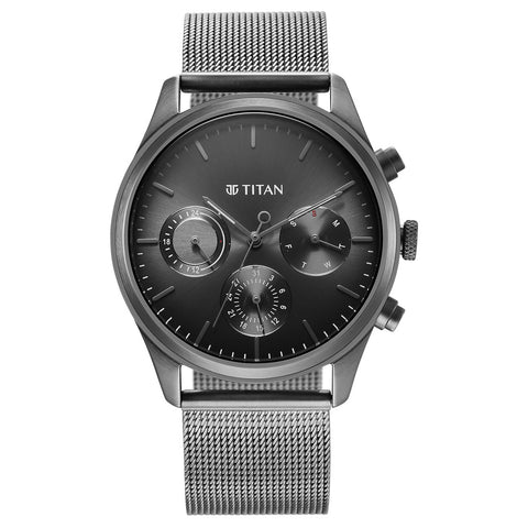 Titan Quartz Analog Anthracite Dial Men’s Watch – Stainless Steel Strap | 1805QM03