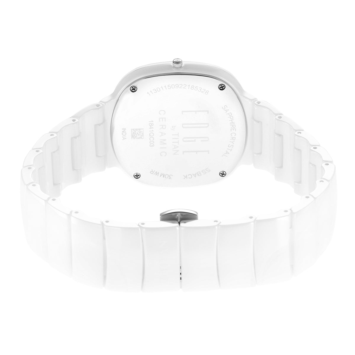 Titan Edge Squircle Quartz in Arctic White with Glossy Ceramic Unisex Watch