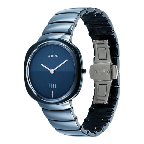 Titan Edge Squircle Quartz in Atlantic Blue with Glossy Ceramic Unisex Watch | 1841QC04