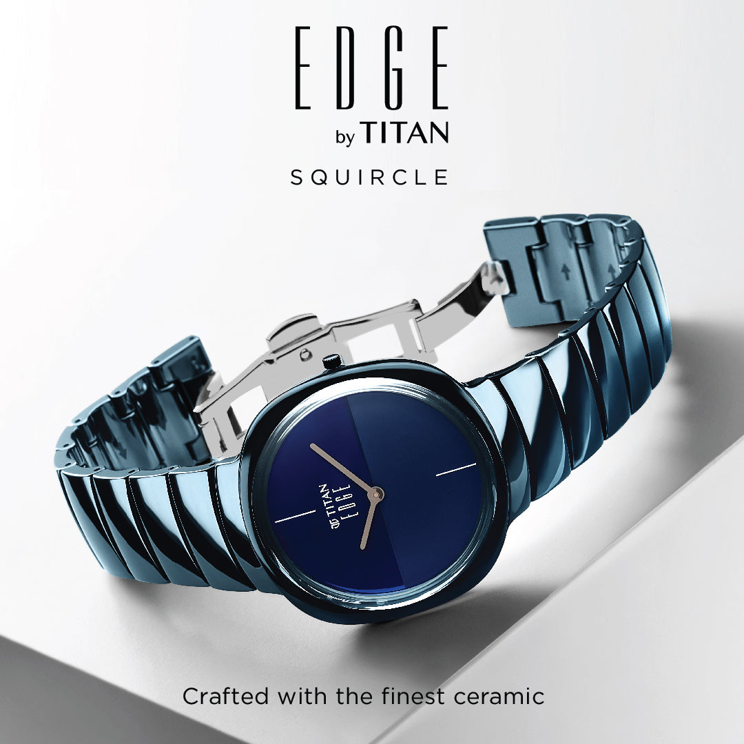 Titan Edge Squircle Quartz in Atlantic Blue with Glossy Ceramic Unisex Watch | 1841QC04