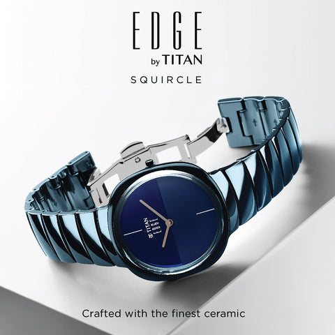Titan Edge Squircle Quartz in Atlantic Blue with Glossy Ceramic Unisex Watch | 1841QC04