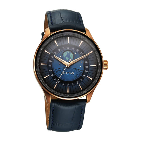 Titan Stellar Analog Earth Disc Blue Dial Men’s Watch – Blue Leather Strap | 1890QL01