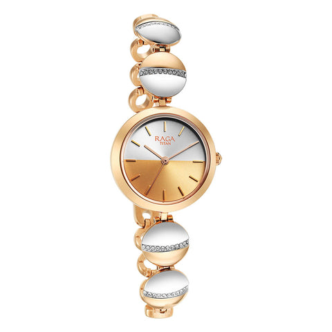 Titan Raga Delight Two Toned Dial Analog Metal Strap Watch for Women