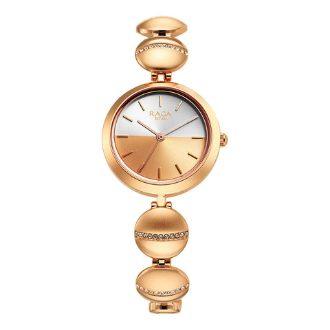 Titan Raga Delight Two Toned Dial Women Watch With Metal Strap