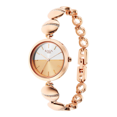 Titan Raga Delight Two Toned Dial Women Watch With Metal Strap