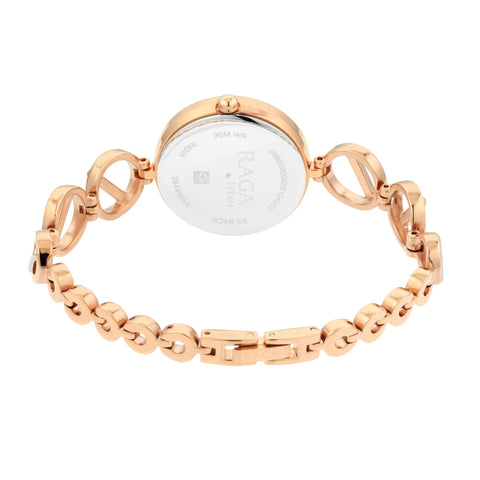Titan Raga Viva Quartz Analog with Day and Date Rose Gold Dial Two Toned Metal Strap Watch For Women