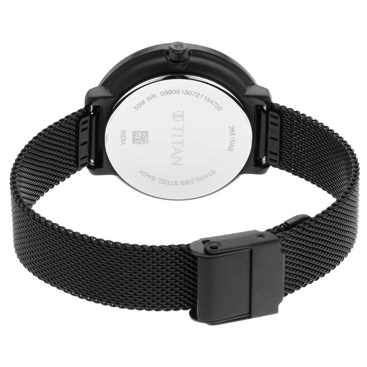 Titan Women's Svelte Black: Multi-Function Watch with Metal Strap