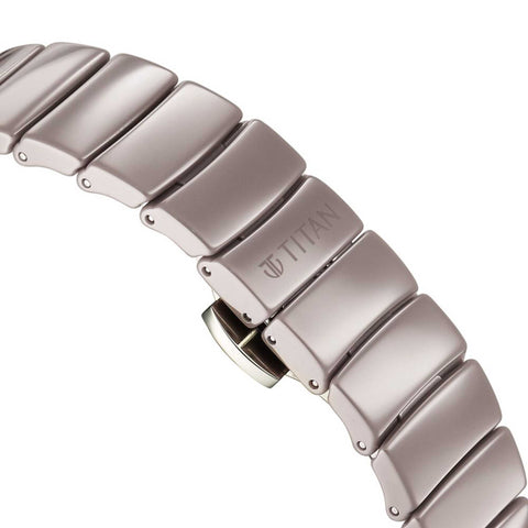 Titan Edge Squircle Quartz Analog Cream Dial Women’s Watch | Ceramic Strap | 2757QC03