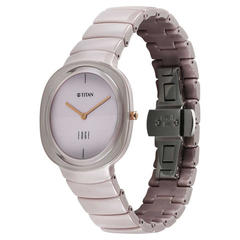 Titan Edge Squircle Quartz Analog Cream Dial Women’s Watch | Ceramic Strap | 2757QC03
