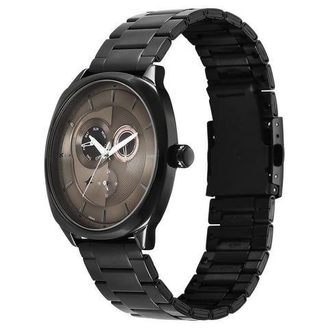 Fastrack Tick Tock Quartz Multifunction Brown Dial Stainless Steel Strap Watch For Guys