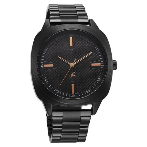 Fastrack Stunners X Quartz Analog Black Dial Stainless Steel Strap Watch For Guys