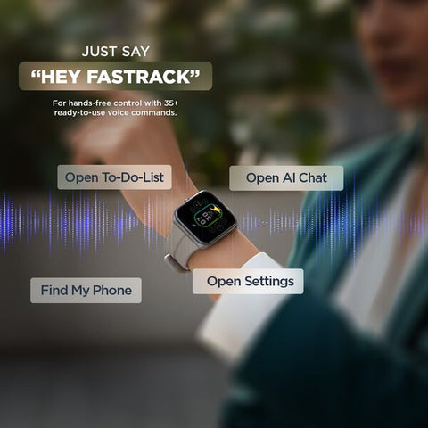 Fastrack VOX Neo Smartwatch 4.8CM Ultra Vu Display, Offline Voice Commands, Functional Crown