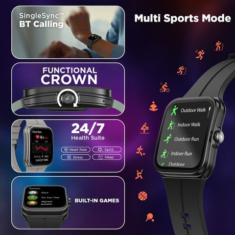Fastrack VOX Neo Smartwatch 4.8CM Ultra Vu Display, Offline Voice Commands, Functional Crown