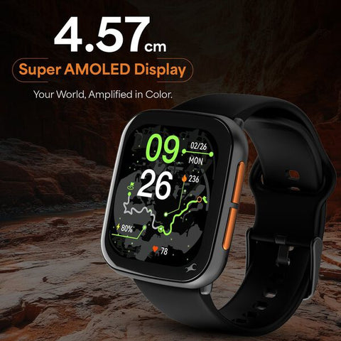 Fastrack Navstar Smartwatch 1.85" inch AMOLED Display, AI Chat, AI Watchface, Offline Voice Commands, Functional Crown