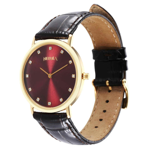 Titan Nebula Vintage 18k Gold Analog with Studded Indices Watch for Men | 600DL22