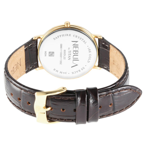 Titan Nebula Vintage 18k Gold Analog with Studded Indices Watch for Men | 600DL22