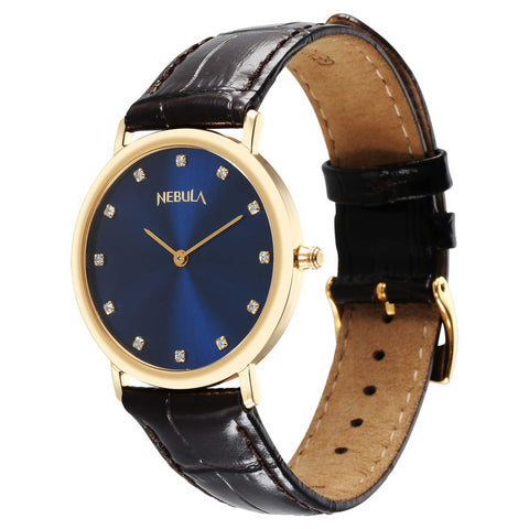 Titan Nebula Vintage 18k Gold Analog with Studded Indices Watch for Men | 600DL23