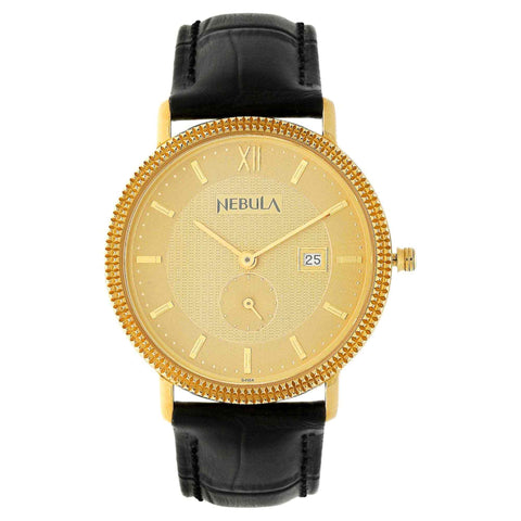 Titan Nebula Vintage 18k Gold Analog Leather Strap Watch for Men | 620DL03