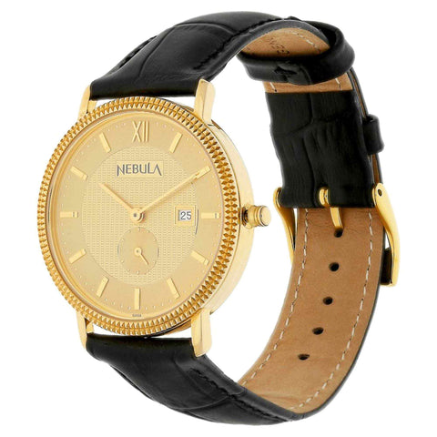 Titan Nebula Vintage 18k Gold Analog Leather Strap Watch for Men | 620DL03