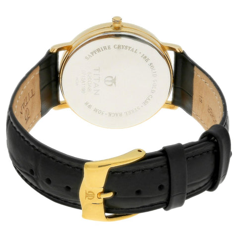 Titan Nebula Vintage 18k Gold Analog Leather Strap Watch for Men | 620DL03