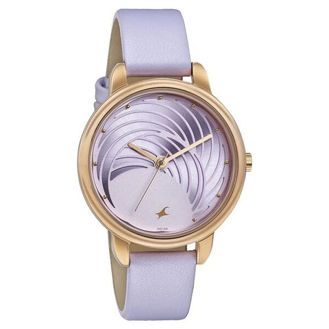Fastrack Stunners Quartz Analog Purple Dial Leather Strap Watch For Girls