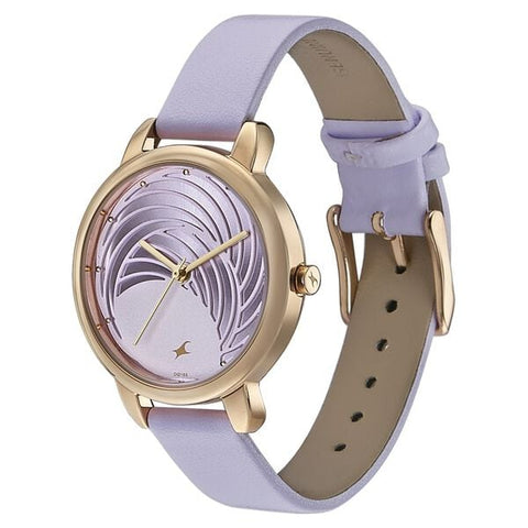 Fastrack Stunners Quartz Analog Purple Dial Leather Strap Watch For Girls