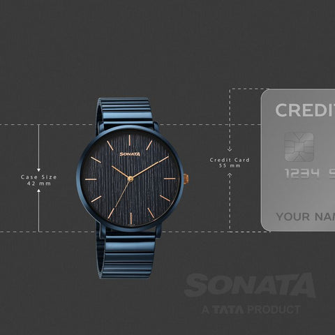Sonata Soulmate Quartz Analog Blue Dial Blue Stainless Steel Strap Watch For Couple