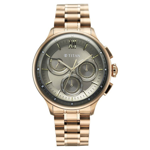 Titan Classique Half Cut Chronograph Analog with Anthracite Dial Carnation Gold Stainless Strap Watch for Men
