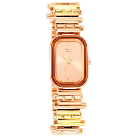Titan Raga Love All Quartz Analog Rose Gold Dial Women’s Watch | Metal Bracelet | 95154KM01