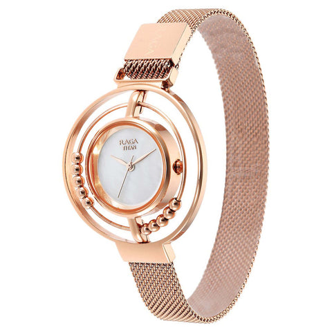 Titan Raga Delight Quartz Analog Mother of Pearl Dial Women’s Watch | Stainless Steel Bracelet | 95203WM01